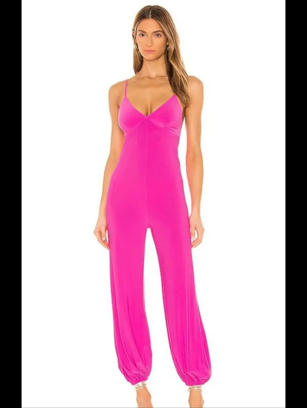 Norma Kamali Hot Pink Spaghetti-Strap Jumpsuit